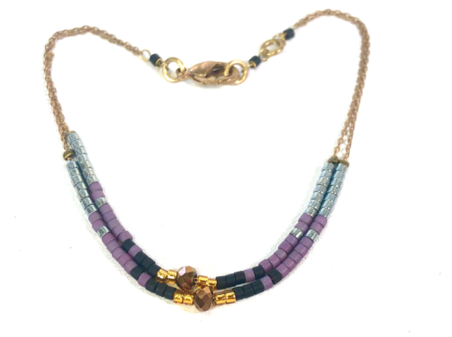 Seed Bead Bracelet on Delicate Chain - BL-G7