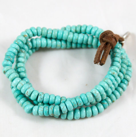 Unique Turquoise Disc Bead Stretch Bracelet - BL-TQ