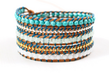 Load image into Gallery viewer, Skyline - Turquoise Mix Light Leather Wrap Bracelet
