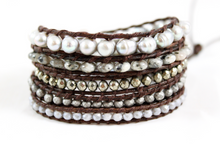 Load image into Gallery viewer, Prodigy - Grey Mix Leather Wrap Bracelet
