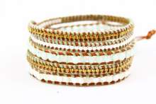 Load image into Gallery viewer, Sand - Light 24K Gold Plate Leather Wrap Bracelet
