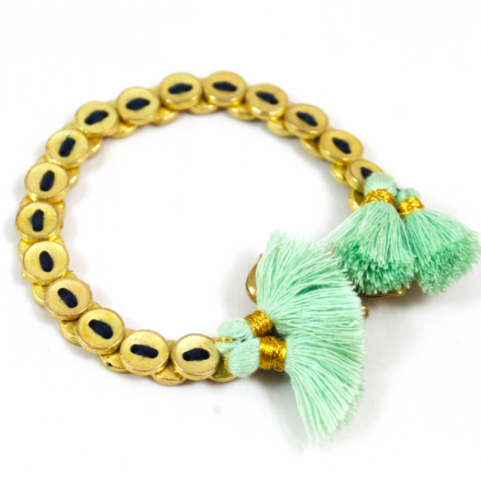 Brass Woven Chain Style Bracelet from India - BD-001M