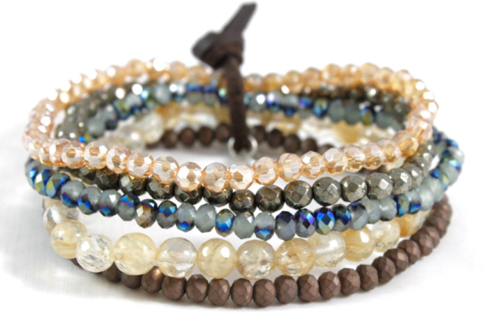 Semi Precious Stone and Crystal Luxury Stack Bracelet - BL-Cash
