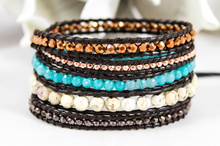 Load image into Gallery viewer, Venice - Stone and Crystal Leather Wrap Bracelet
