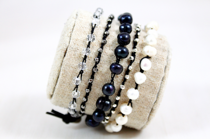Hand Knotted Convertible Crochet Bracelet or Necklace, Freshwater Pearl Mix - WR5-Eskimo