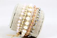 Load image into Gallery viewer, WR5-LotusHand Knotted Convertible Crochet Bracelet or Necklace, Crystals and Pearls Mix -

