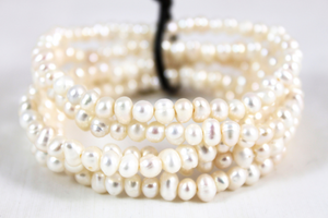 White Freshwater Pearl Cluster Bracelet - BL-Pearl