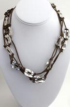 Load image into Gallery viewer, Leather and Silver Bead XL Very Long Wrap Necklace -The Classics Collection- N2-201
