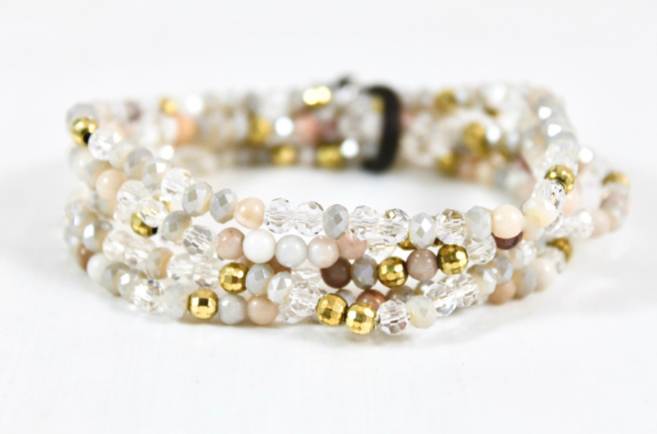 Semi Precious Stone and Crystal Mix Luxury Stack Bracelet - BL-Darling