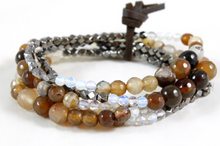 Load image into Gallery viewer, Stones and Gunmetal Luxury Stretch Stack Bracelet - BL-50Shades
