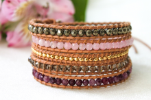 Load image into Gallery viewer, Blush - Pink Mix Leather Wrap Bracelet

