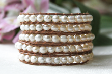 Load image into Gallery viewer, Pearl - White Freshwater Pearl Wrap Bracelet
