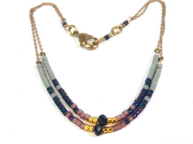 Seed Bead Bracelet on Delicate Chain - BL-G8