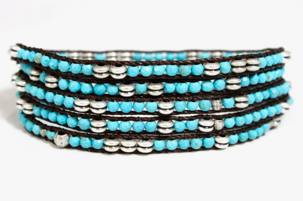 Tiffany - Turquoise Vegan Wrap Bracelet