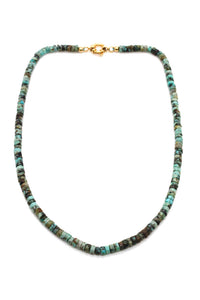 African Turquoise Simple Disc Bead Necklace -French Flair Collection- N2-2268
