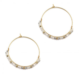 Semi Precious Stone Luxury Woven Hoop -French Flair Collection- E4-091