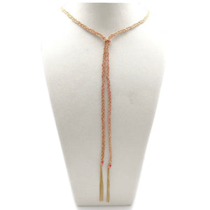 Beautiful Braided Pink and 24K Gold Plate Chain Necklace or Wrap Bracelet -French Flair Collection- N2-2198