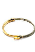 Load image into Gallery viewer, Sheen Leather + 24K Gold Plate Bangle Bracelet
