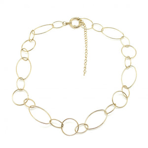24K Gold Circle Mix Chain Necklace -French Flair Collection- N2-2146