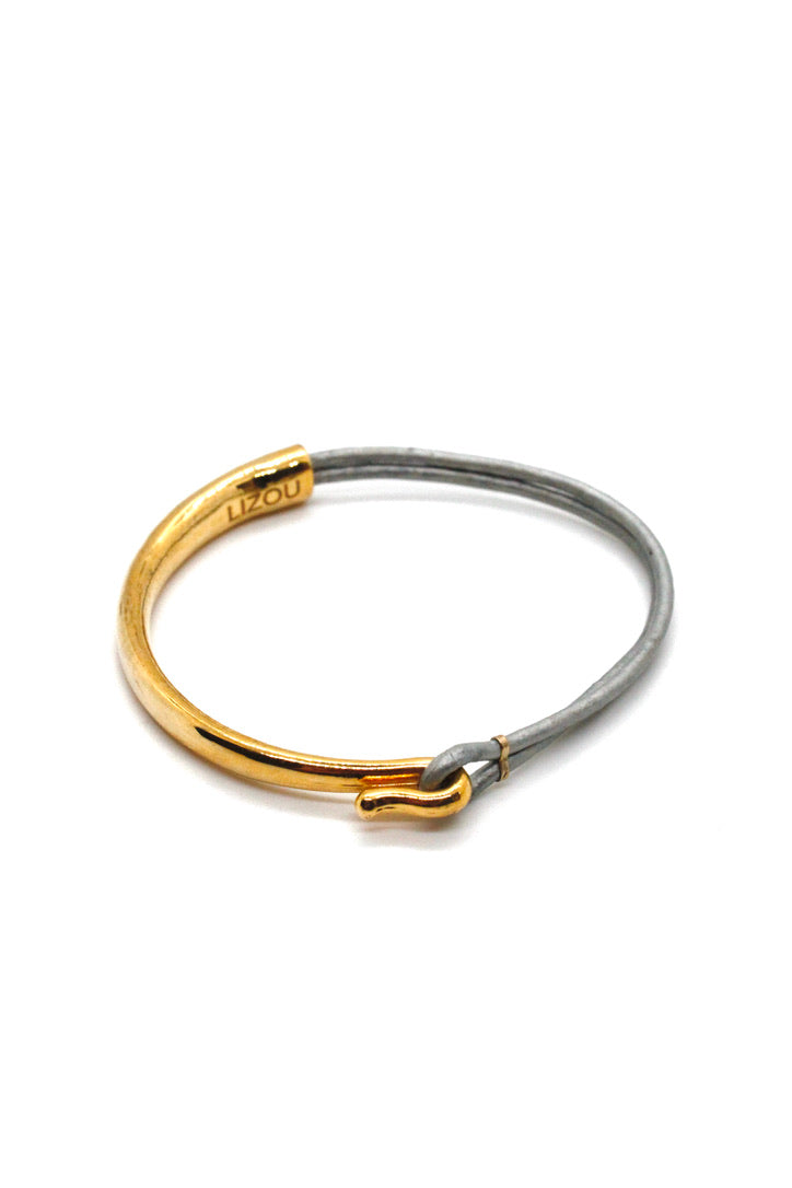 Polar Leather + 24K Gold Plate Bangle Bracelet