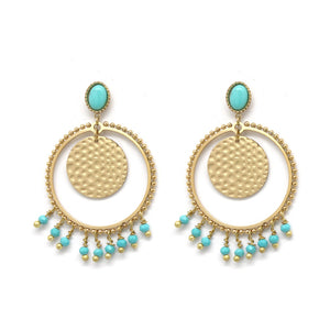Mini Turquoise Gold Earrings -French Flair Collection- E4-006
