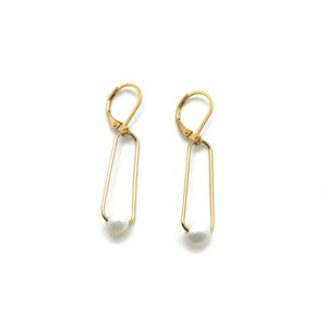Simple Freshwater Pearl Dangle Earrings 24K Gold Plated -French Flair Collection- E4-022