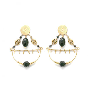 Onyx 24K Gold Plated Chandelier Type Earrings -French Flair Collection- E4-026