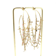Load image into Gallery viewer, Chain and Hoop 24K Gold Plated Dangle Earrings -French Flair Collection- E4-040
