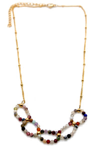 Semi Precious Stone Beaded Link Necklace -French Flair Collection- N2-2248