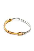 Load image into Gallery viewer, Snow Leather + 24K Gold Plate Bangle Bracelet
