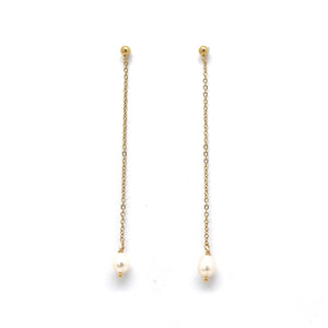 White Freshwater Pearl Dangle Earrings -French Flair Collection- E4-087