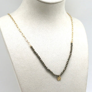 Pyrite and Lucky Shamrock on 24K Gold Plate Necklace or Bracelet -French Flair Collection- N2-2154