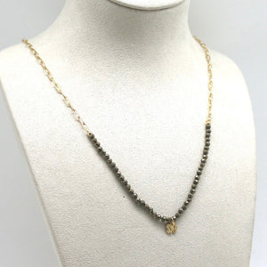 Pyrite Stone Convertible Necklace to Bracelet -French Flair Collection- B1-2058