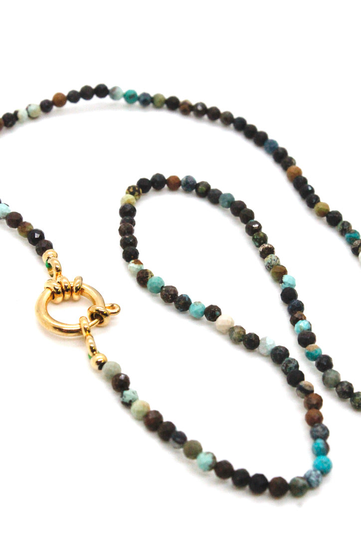 Short African Turquoise Faceted Necklace -French Flair Collection- -2269