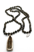 Load image into Gallery viewer, Long Faceted Pyrite Necklace with Delicate Reversible Buddha Charm -The Buddha Collection- NL-PY-LB
