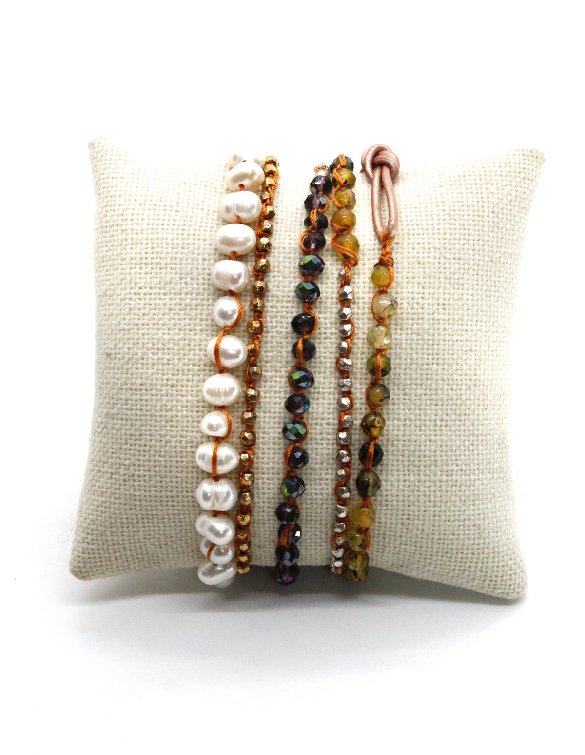 Hand Knotted Convertible Crochet Bracelet or Necklace, Crystals and Pearls Mix - WR5-Frances