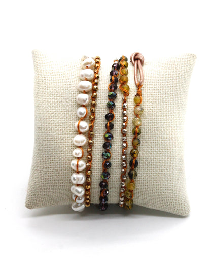 Hand Knotted Convertible Crochet Bracelet or Necklace, Crystals and Pearls Mix - WR5-Frances