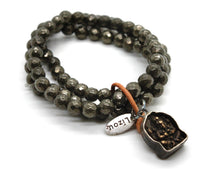 Load image into Gallery viewer, Pyrite Bracelet with Small Ganesh Charm -The Buddha Collection- BL-PY-3G1
