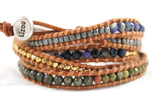 Load image into Gallery viewer, Mustang - Earth Tone Leather Wrap Bracelet
