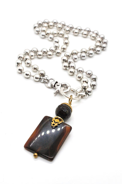Semi Precious Stone Necklace to Wear Short or Long - N2-1006