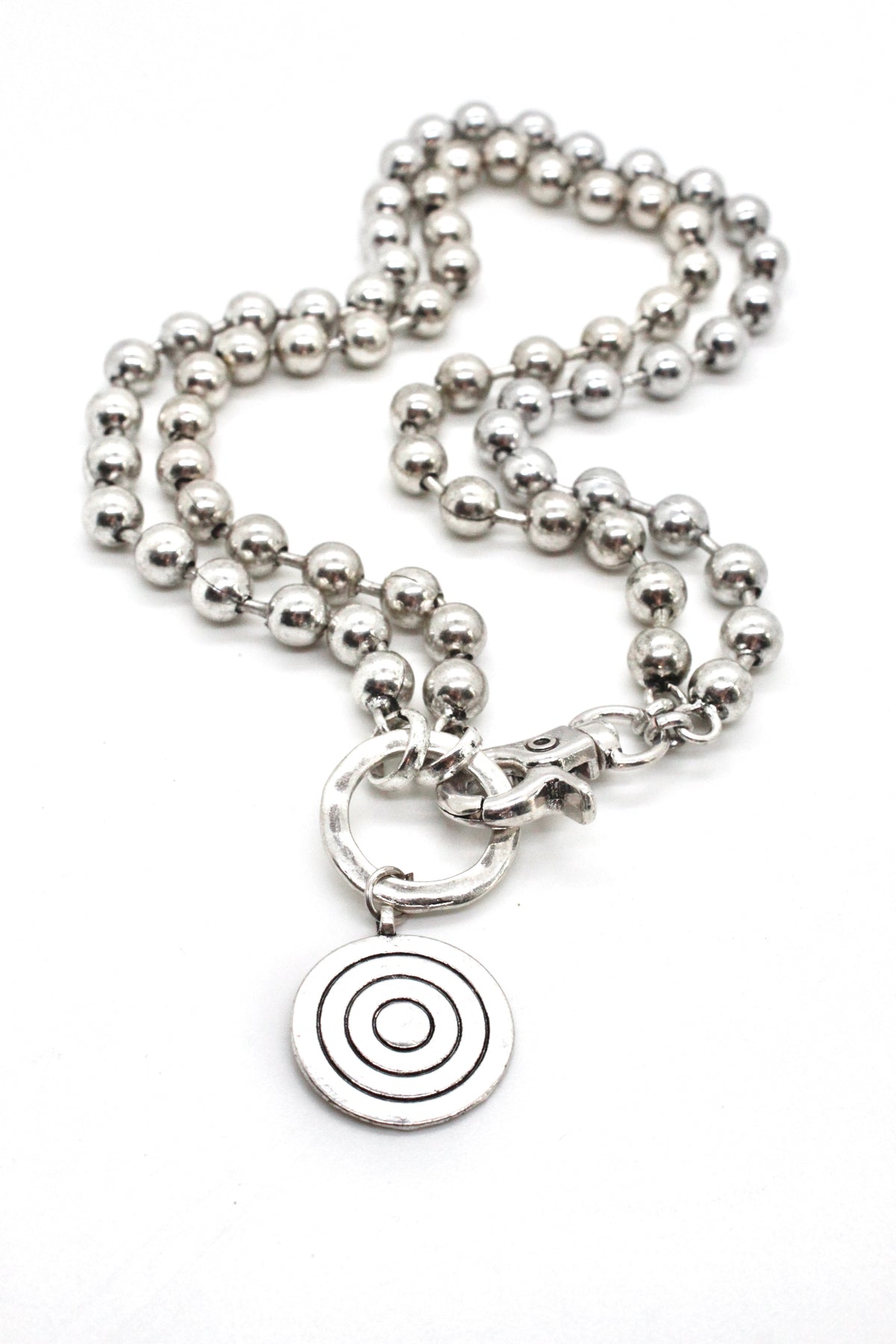 Silver Target Necklace to Wear Short or Long -The Classics Collection-