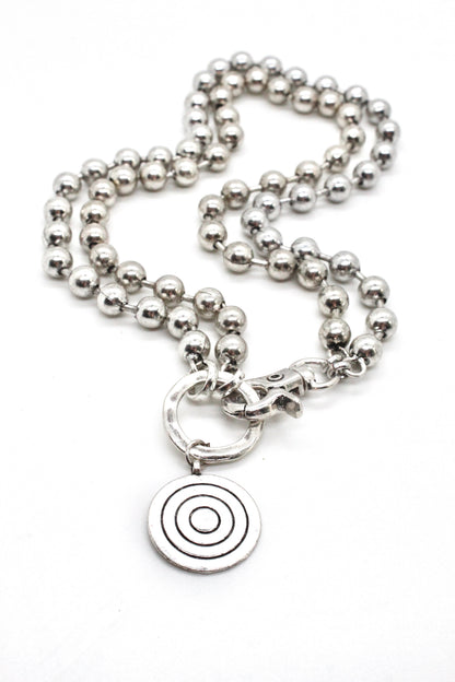 Silver Target Necklace to Wear Short or Long -The Classics Collection-