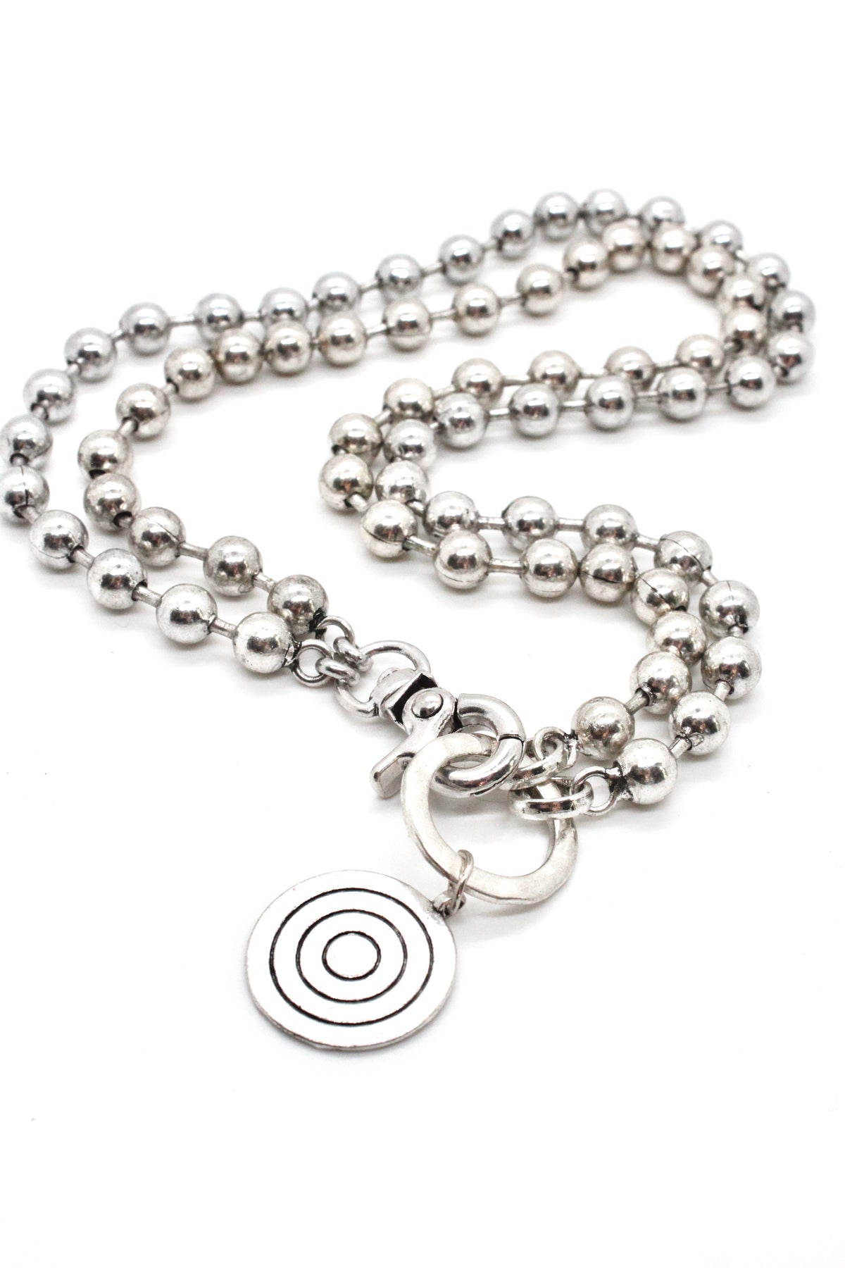 Silver Target Necklace to Wear Short or Long -The Classics Collection-