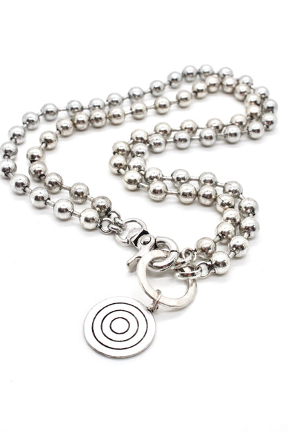 Silver Target Necklace to Wear Short or Long -The Classics Collection-