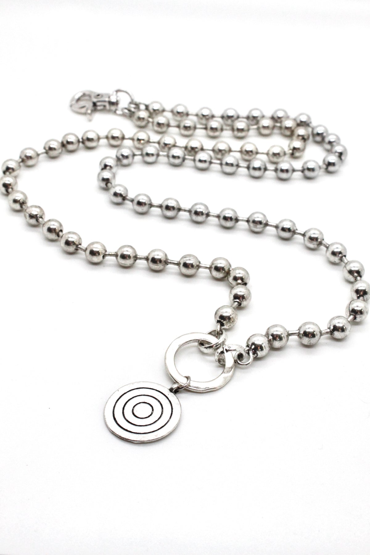 Silver Target Necklace to Wear Short or Long -The Classics Collection-