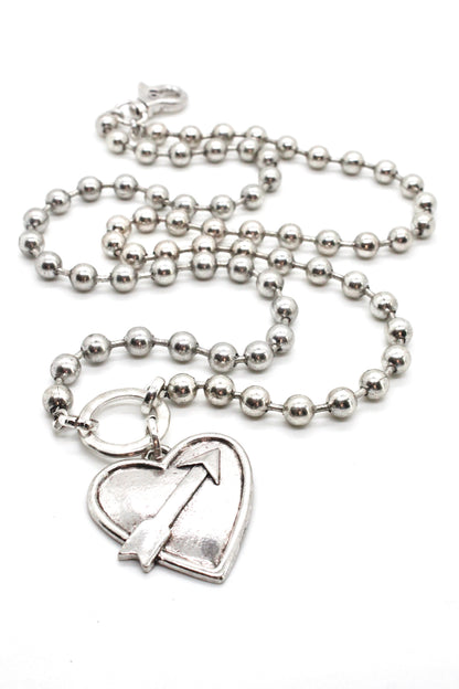 Silver Heart and Arrow to Wear Short or Long -The Classics Collection- N2-1012