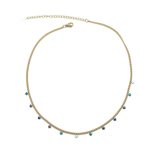 Blue Mini Cross Enamel Charm on Chain -French Flair Collection- N2-2023