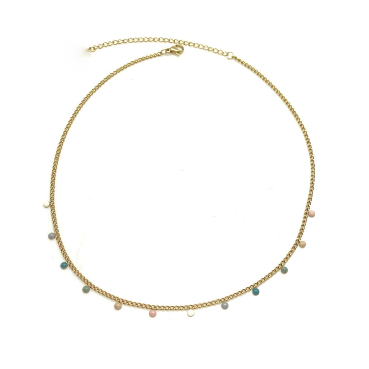 Natural Enamel Disc Charms on Chain -French Flair Collection- N2-2026