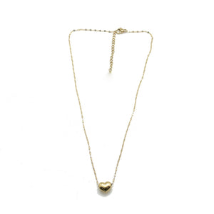 24K Gold Plate Single Heart Necklace -French Flair Collection- N2-2028