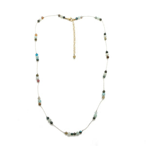 Mini Semi Precious Stone on Light Thread Necklace -French Flair Collection- N2-2038
